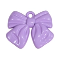 Purple acrylic bow pendant charm with integrated hanging loop for DIY jewelry projects - Lacquered - Purple