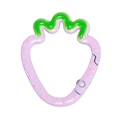 Purple and green strawberry shaped spring ring keychain clasp with painted pink dots - Strawberry / Light Purple