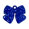 DIY dark blue bow pendant in shiny acrylic with a top loop for custom jewelry making - Lacquer Royal Blue