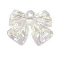 Iridescent acrylic bow pendant with hanging loop for DIY jewelry making and crafts - Transparent - White