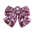 Metallic hot pink bow pendant with top hanging hole for DIY jewelry and keychain crafts - Metallic Pink