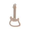 Gitaarvormige flesopener sleutelhanger met nice party gravure in beige matglans - Melkthee Kleur