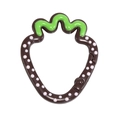 Brown strawberry shaped metal spring ring buckle with white polka dots for DIY keychains - Strawberry / Dark Coffee