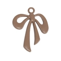 DIY bow-shaped matte brown alloy pendant charm with top loop for jewelry making - Big Bow White / Brown