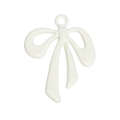 Creamy beige bow-shaped alloy charm with top hanging loop for DIY jewelry making - Big Bow White / Off White