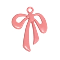 Pink ribbon bow pendant charm with polished metal finish for DIY jewelry crafting - Big Bow White / Peach