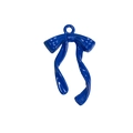 Blue bowknot alloy charm pendant with polished finish and metal hanging loop for DIY jewelry - Long Streamers / Sapphire Blue