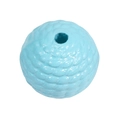 Light blue spherical acrylic bead with woven texture and through-hole for DIY jewelry - Blue