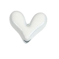 Pearlescent white heart-shaped DIY charm bead with polished finish for jewelry making - V-shaped Heart / White