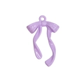 Lavender purple bow charm pendant with glossy finish for DIY jewelry and bracelet making - Long Streamers / Purple
