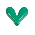 DIY green heart-shaped jewelry bead with a smooth glossy lacquered finish for bracelets - V-shaped Heart / Verdant