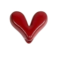 Polished bright red heart-shaped bead charm with hole for DIY jewelry making - V-shaped Heart / Red
