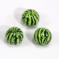Three acrylic beads with green watermelon pattern and smooth glossy finish for DIY jewelry - 20mm