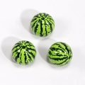 Three acrylic watermelon print beads for DIY jewelry making with realistic fruit pattern - 16mm