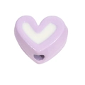 Lavendelfarbene herzförmige Donut-Perle mit weißem Akzent für DIY-Schmuck - Doppelschichtiges Herz / Hellviolett