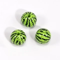 Spherical acrylic beads with watermelon stripes for DIY crafts and jewelry making - 12mm