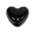 Polierte schwarze herzförmige DIY-Bastelperle mit Mittelloch für Schmuckherstellung - Puffy Herz / Schwarz