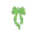 Glossy green bow charm with integrated hanging loop for DIY jewelry making and crafts - Wide Ribbon / Spring Green