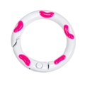 White donut spring ring keychain with pink hand-painted dots for DIY jewelry - White