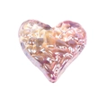 Pink and amber gradient heart bead with ripple texture for DIY jewelry making - Heart / Pink