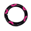 Black round spring snap hook with pink oval accents for DIY keychain and bag accessories - Black