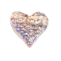 Iridescent heart bead with ripple texture for DIY jewelry and keychain making - Heart / Grapefruit