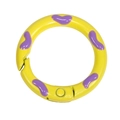 Yellow donut-style spring ring keychain accessory with purple hand-painted heart patterns - Yellow