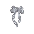 Silver bowknot alloy pendant with matte finish and hanging ring for DIY jewelry making - Wide Ribbon / Silver