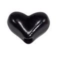 Glänzende schwarze Herzperle mit Bohrung für DIY-Schmuck und Halskettenzubehör - Herz / Schwarz