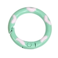 Mint green spring ring keychain with pink heart pattern for DIY jewelry and bag charms - Milky Green