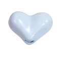 Hellblaue herzförmige glasierte Perle mit Glanzfinish und Loch für DIY-Schmuckherstellung - Herz / Wasserblau