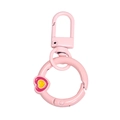 Porte-clés cœur en métal rose clair avec breloque cœur et fermoir rond sécurisé - Rose