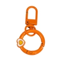 Porte-clés orange vif avec anneau en D, breloque cœur blanc et boucle à ressort - Orange