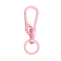 Pink spray-painted spring carabiner keychain hook with 360-degree rotating alloy ring - Pink