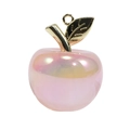 Regenbogenfarbener rosa Apfel-Acrylanhänger mit goldenem Blatt und Ring für Taschen - Apfel - Rosa