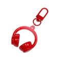 Porte-clés casque musique en acrylique rouge avec fermoir mousqueton en métal rouge - Bicolore Blanc+Rouge