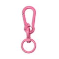 Pink metal 8-shaped carabiner key ring with spring clip and rotating base ring - Peach