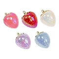 Cinco dijes de fresa aurora de colores con tapas doradas para llaveros artesanales - Fresa / Fresa - Color Aleatorio