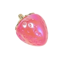 Colgante de fresa rosa iridiscente para llavero con anillo dorado y acabado brillante - Fresa / Fresa - Color Melocotón