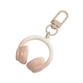 Porte-clés casque en acrylique beige minimaliste avec finition mate et anneau argenté - Bicolore Blanc+Beige