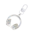 Porte-clés casque en acrylique irisé avec fermoir mousqueton blanc pour sac à dos - Transparent - Blanc