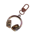 Porte-clés casque métallique iridescent avec fermoir mousqueton marron et anneau - Noir Transparent