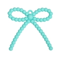 Mint green silicone twisted bead bow charm for DIY necklace and earring craft supplies - Emerald