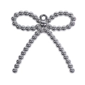 Silver beaded ribbon bow pendant with metallic luster finish for DIY jewelry - Silver