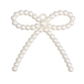 Bow-shaped acrylic pendant with pearl texture and metal loop for DIY necklaces - Pearl White