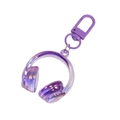 Porte-clés casque en acrylique irisé violet avec anneau en D métallique pour sacs - Violet Transparent