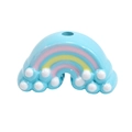 Rainbow acrylic bead accessory with macaron blue finish and vibrant stripes for DIY jewelry - Painted - Blue