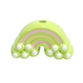 Acrylic rainbow pendant charm in lime green with pink stripes for DIY keychains - Painted - Fruit Green