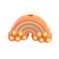 DIY orange acrylic rainbow charm bead with colorful stripes for jewelry making - Painted - Orange