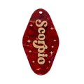 Scorpio acrylic diamond pendant keychain with dark red marble texture and gold glitter - Scorpio